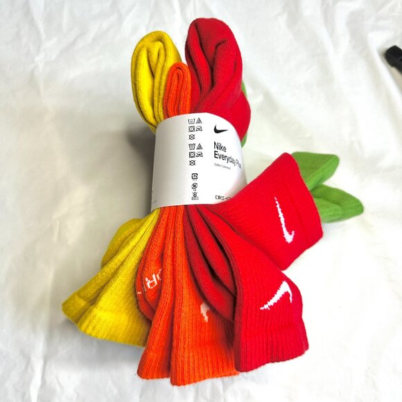 NEW 6 Pairs Nike Everyday Cotton Cushioned Men's 8-12 L Crew Socks White DRI-FIT - Picture 6 of 11